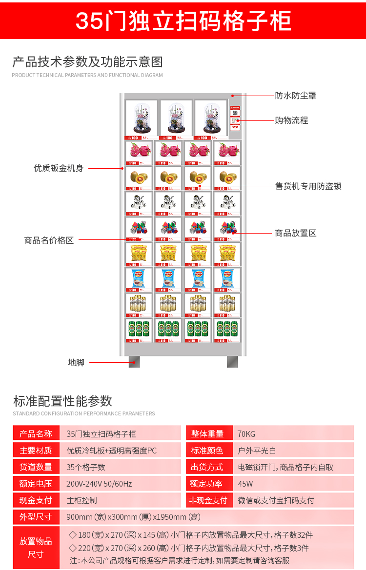 優趣生活 自動售賣機 獨立掃碼35門格子櫃 無人新零售(圖2)