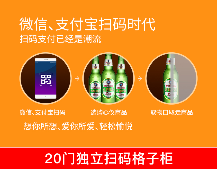 優趣生活自動售賣機 獨立掃碼20門格子櫃 無人新零售(圖2)